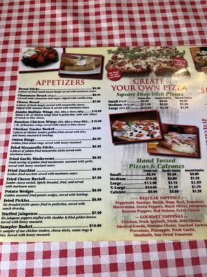 Menu - appetizers & pizza