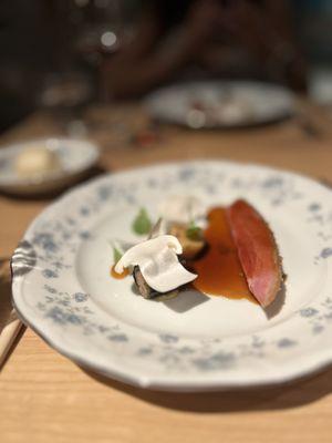 duck w/ soy preserves/pine mushroom