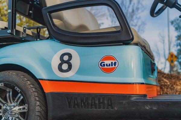 Customer needed his golf cart to match his personal plane in the Gulf Oil Livery, was over the moon with this result