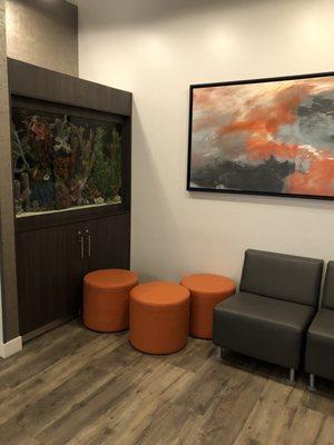 Waiting room with salt water aquarium