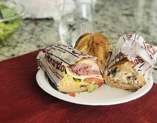 Roast beef and chicken salad sandwiches