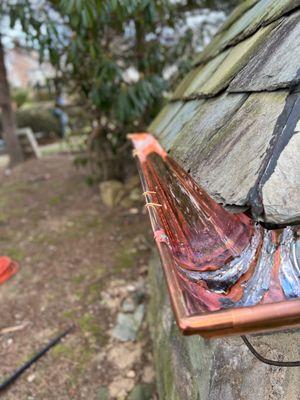 Copper gutter installation half round