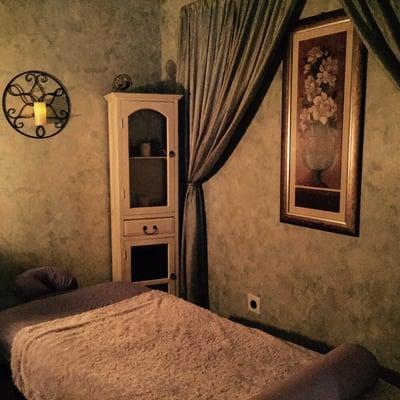 This room is called Venetian romance and it is an oasis for a therapeutic massage.