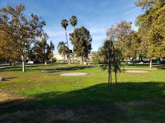 Grass area on a nice day. Note the homeless folks.