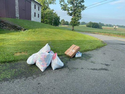 Rather than pick up the trash as promised, this is what I found in my drive on the pick-up day