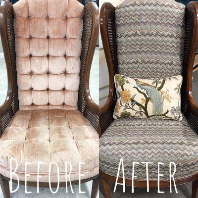 Gorgeous Antique Chair we re-upholstered.