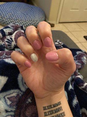 Pink and white glitter