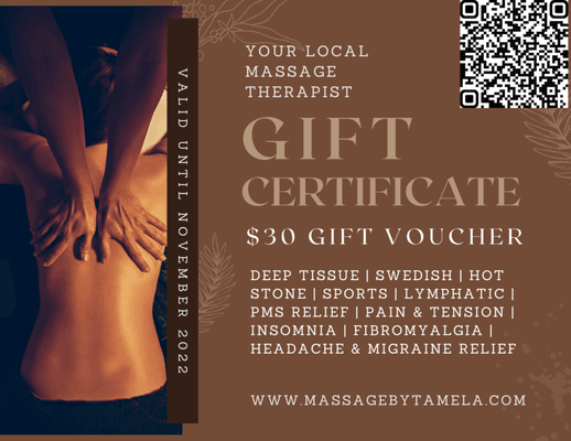 Screenshot this $30 gift certificate to use with any massage service.