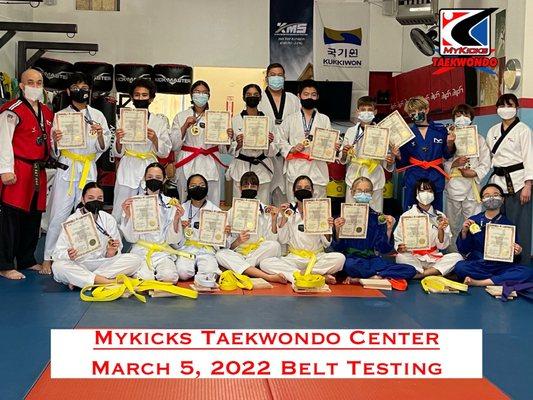 March 5th Belt Testing. Congratulations to all of our newly promoted students. We are all very proud of each one of you!