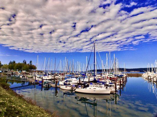 blue skies and empty sails