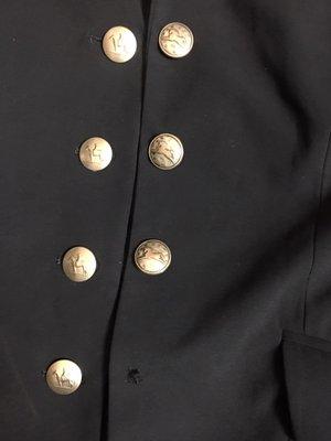 Replacement buttons for equestrian jacket