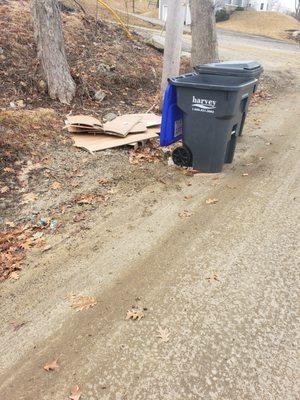 They almost always leave trash strewn on the road. Not sure why they cant seem to get all of it in the truck.