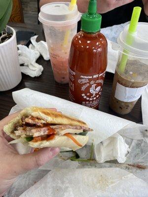 Special Combo Banh Mi! Strawberry milk tea and Vietnamese Milk Coffee!