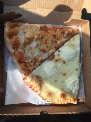 Buffalo chicken slice and white pizza!