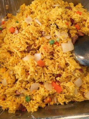 Rosted pork fried yellow rice