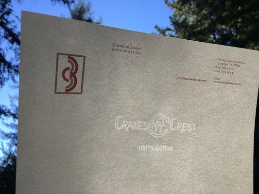 Stand out with 2 color letterhead on watermarked premium stock.