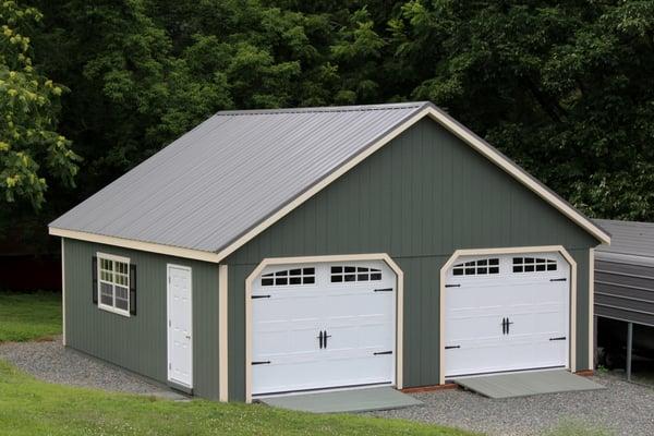 24'x26' Painted New England Barn Double Garage