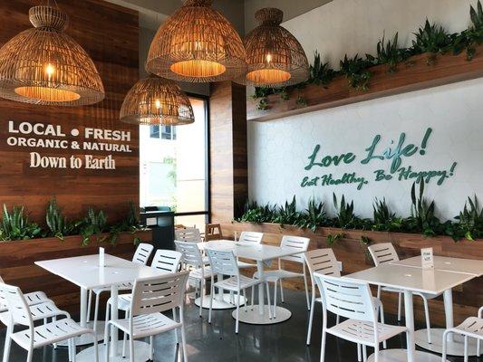 One of several pleasant dining areas in the store.