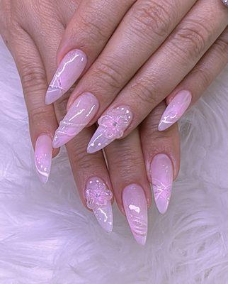 3D flower design with gel X Fullset