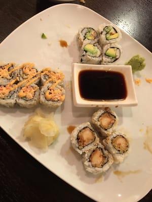 Delicious!!!!! Spicy crab, California roll, and crab tempura!