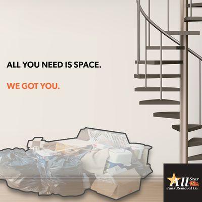 The first step in creating more space in your home is to get rid of the stuff that you're not using. Your home is not a storage unit.