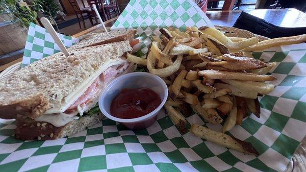 Turkey sandwich and fries.