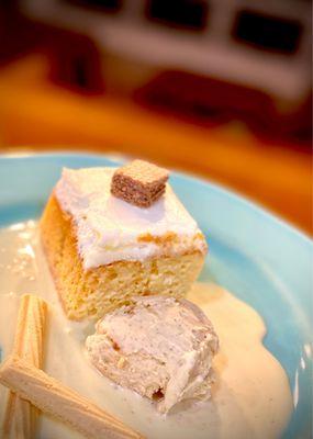 Tres leche with Coolhaus Campfire S'Mores ice cream and wafer cookies