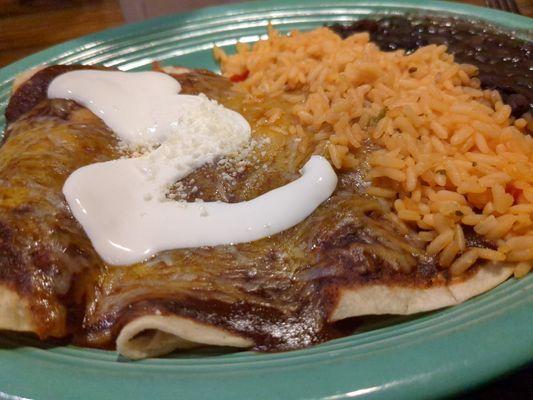 Chicken enchiladas with mole sauce