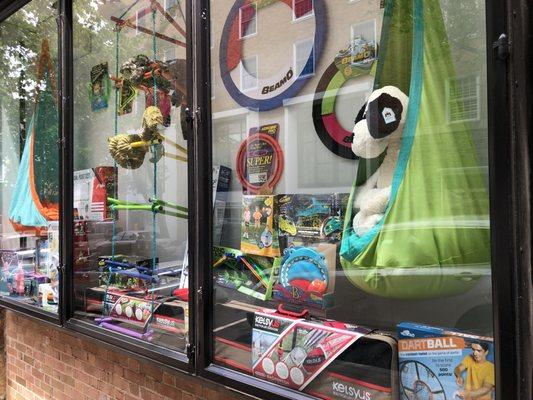 Toys and outdoor games for children, a preview from outside display. (6/24/2018)