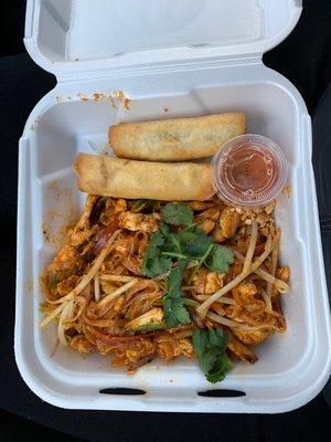 Chicken pad Thai lunch combo.