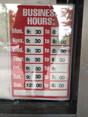 The hours on here are more accurate than what is on the Yelp account.