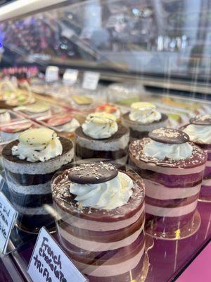 Chocolate and Cookies & Cream Trifle cakes