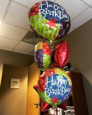 Balloons ordered "sight unseen" to my husbands office for his birthday!