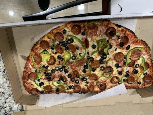 Pepperoni Green Pepper and Black Olive Half Pizza