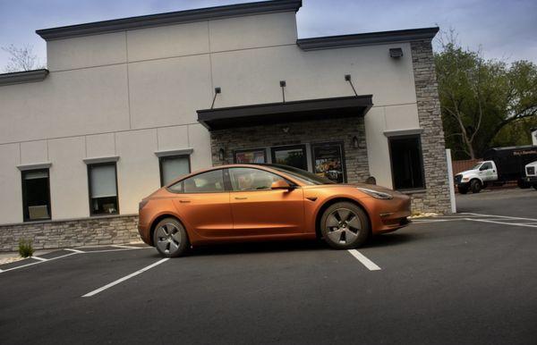 Tesla model 3 autumn fire wrap