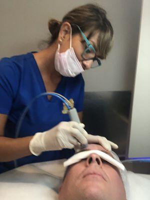 Adriana working on my micro derma brasion. What a treat to look Flawless at age 45!