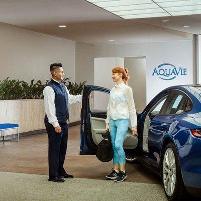 Valet service at AquaVie Fitness + Wellness Center.