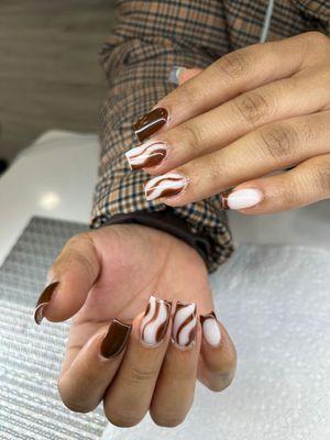 #nailart#design#french#fullset#marmol#line#white#blossom#nyc