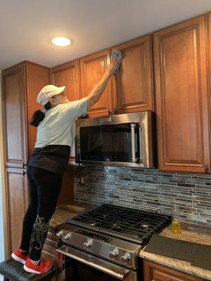 Cabinet cleaning inside an out