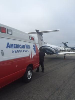 John Wayne Airport Transporting patient from Summit Air Ambulance