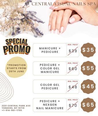 Get pampered at Central Visual Nails Spa with our unbeatable low prices!