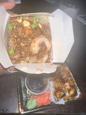 Shrimp fried rice & shrimp tempura rolls