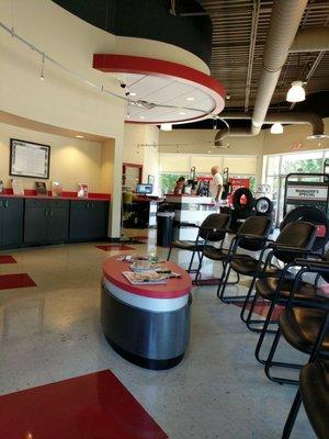 Oil change time, large customer waiting area