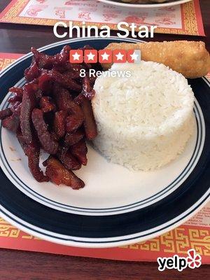 Boneless spare ribs with white rice