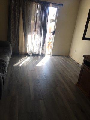 Living room with new vinyl plank