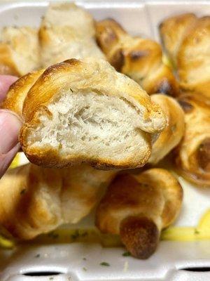 Order of garlic knots, chewy light and fluffy texture