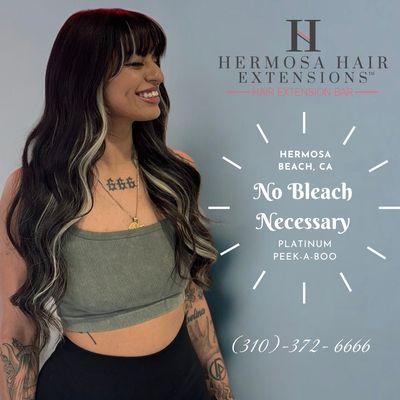 No bleach necessary! Extensions only, Hybrid peek-a-boo look!