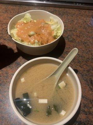 Miso Soup and a salad