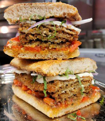 Eggplant & Roasted Red Peppers Sandwich