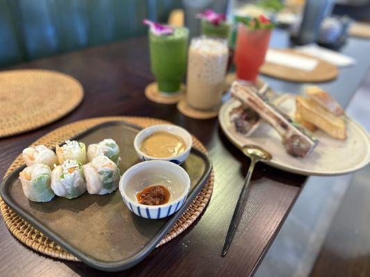 Spring rolls, bone marrow and super refreshing variety of drinks!